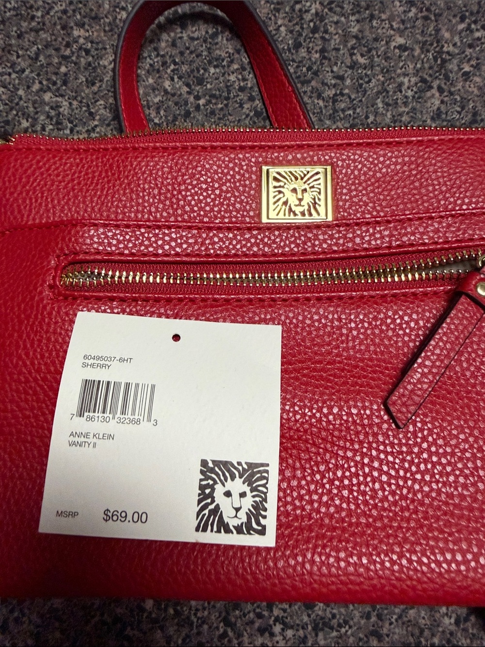 Anne Klein Women's Red Pebbled Leather Crossbody Bag with Gold Hardware NWT